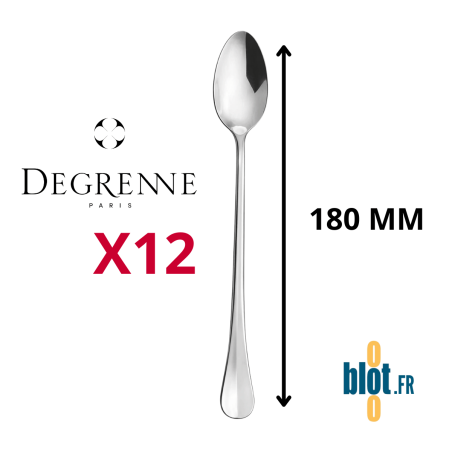 Lot de 12 cuillères à soda inox Degrenne Blois Miroir 180 mm