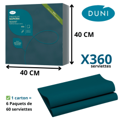 Serviette Dunisoft Duni 40x40 bleu océan lot 360 pièces
