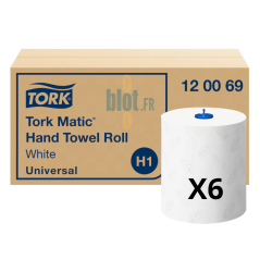 essuie-mains Tork Matic H1 rouleau blanc 2 plis x6