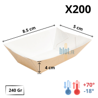 barquette frite carton x200 dimensions 8,5x5x4 cm 240 g
