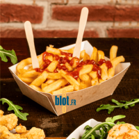 barquette snack carton garnie de frites sauce ketchup