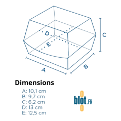 Dimensions boîte hamburger carton kraft 13 x 12,5 x 6,2 cm