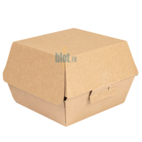 Boîte burger kraft grand format fermée 13x12,5x9 cm