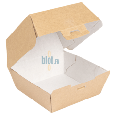 Boîte hamburger carton kraft ouverte intérieur blanc alimentaire