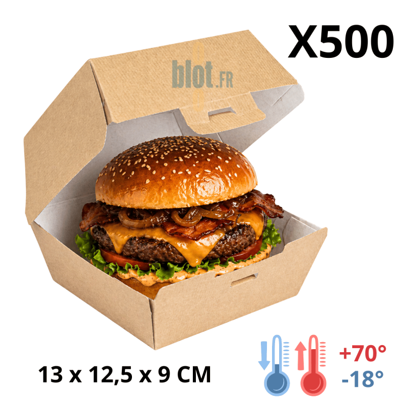 Boîte Hamburger Carton - (13x12,5x9 CM) | Kraft - (Lot 500)