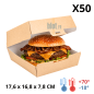 Boîte Hamburger Carton XL - (17.6x16.8x7.8 CM) | Kraft - (Lot 50)