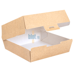 Boîte hamburger carton XL ouverte intérieur blanc alimentaire