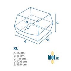 Dimensions boîte hamburger carton XL 17,6 x 16,8 x 7,8 cm