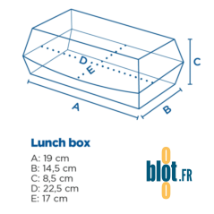 Schéma dimensions lunch box carton XXL 22,5 x 17 cm