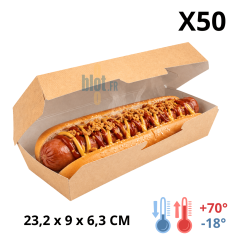 Boîte hot dog carton kraft avec hot dog XXL THEPACK