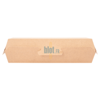 Coquille hot dog carton vue frontale avec fermeture intégrée