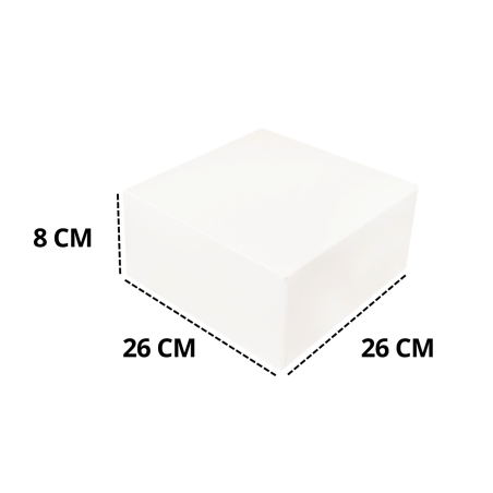 Lot de 50 Boîtes pâtissières blanches – (26 × 26 × 8 CM)