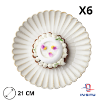 Lot de 6 assiettes plates en grès beige Calix 21 cm