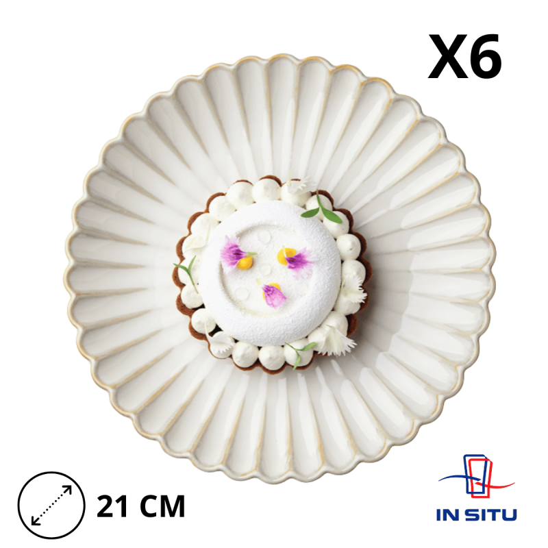 (X6) - Assiette plate en grès CALIX - 21 CM - Beige