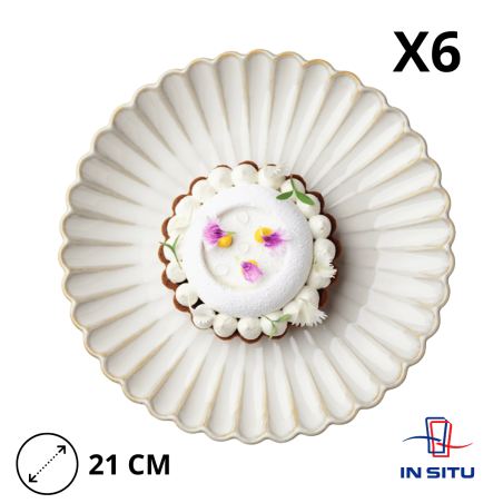 Lot de 6 assiettes plates en grès beige Calix 21 cm