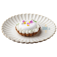 Assiette plate Calix beige en grès avec dessert individuel