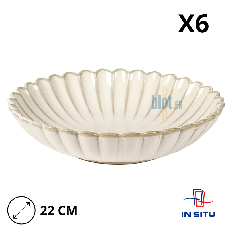 (X6) - Assiette creuse en grès CALIX - 22 CM - Beige