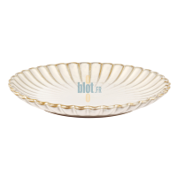 Assiette plate en grès beige Calix 27 cm vue profil