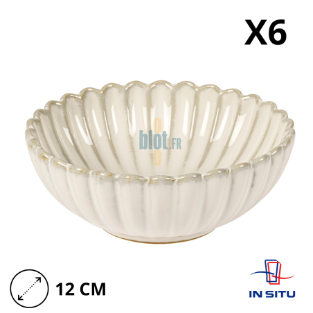 Lot de 6 bols en grès beige Calix 12 cm