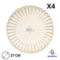 Lot de 6 assiettes plates en grès Calix beige 27 cm
