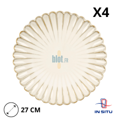 Lot de 6 assiettes plates en grès Calix beige 27 cm