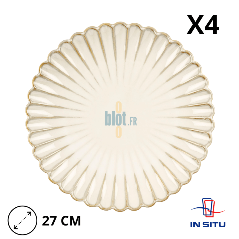 (X4) - Assiette plate en grès CALIX - 27 CM - Beige (X4) - Assiette plate en grès CALIX - 27 CM - Beige