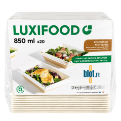 (X20) – Barquette Luxifood carton snacking + Couvercle - (850 ML)