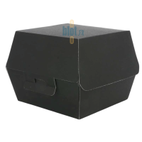 Boîte hamburger noire carton THEPACK fermée format 13 x 12,5 x 9 cm