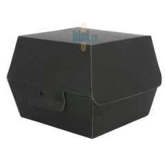 Boîte hamburger noire carton THEPACK fermée format 13 x 12,5 x 9 cm