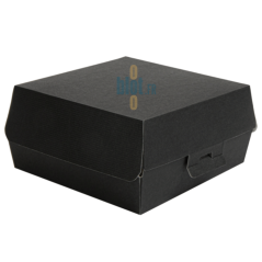 Boîte hamburger noire carton THEPACK XL fermée vue trois quarts