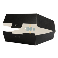 Boîte burger XL noire carton THEPACK ouverte intérieur blanc