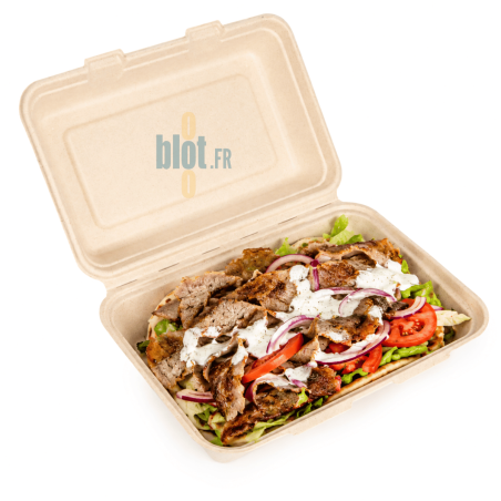 Boîte Kebab bagasse 1L - (16x24x7.5 CM) | Compostable - (Lot 50)