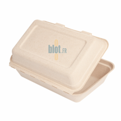 Boîte kebab compostable bagasse 1L semi-fermée vue de dessus