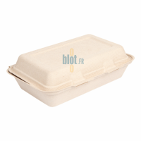 Boîte kebab bagasse naturelle 1L fermée pour snacking à emporter