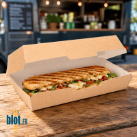 Boîte panini carton kraft avec sandwich chaud en food truck