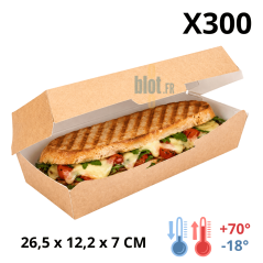 Boîte panini carton kraft ouverte avec panini chaud gratiné
