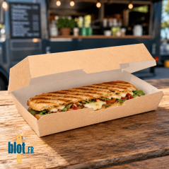 Boîte panini carton recyclable fermée format 26,5 x 12,2 x 7 cm