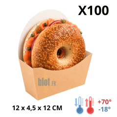 Boîte bagel carton kraft avec bagel saumon à emporter