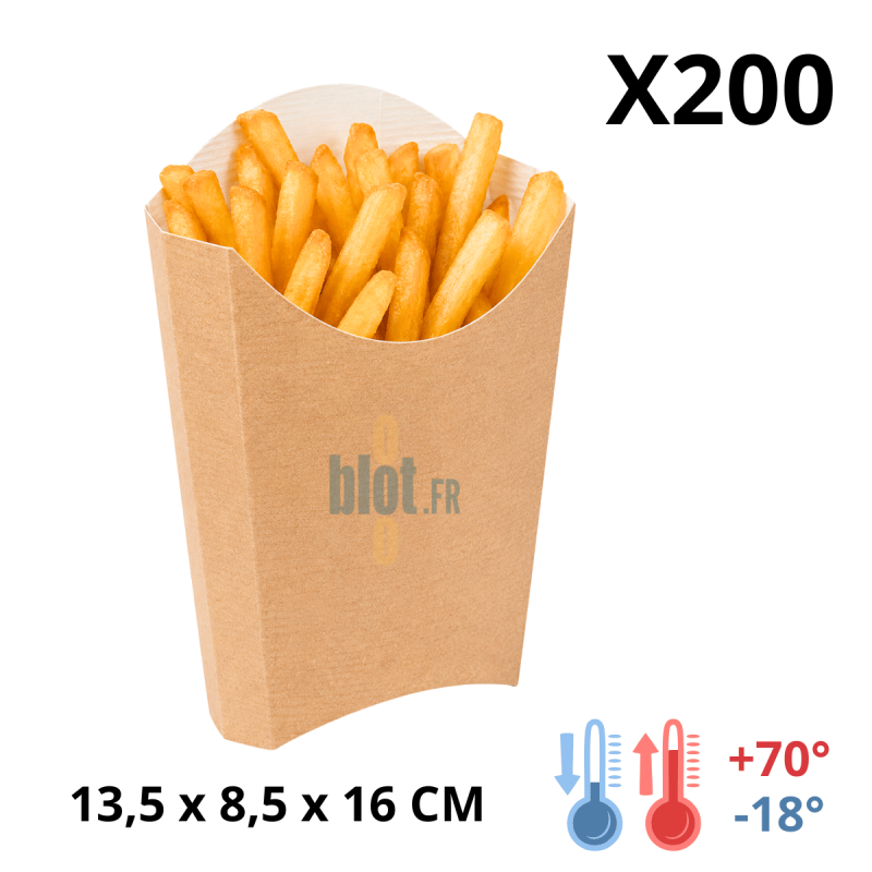 Boîte à frites carton kraft - (13,5x8,5x16 CM) – THEPACK - (Lot 200)