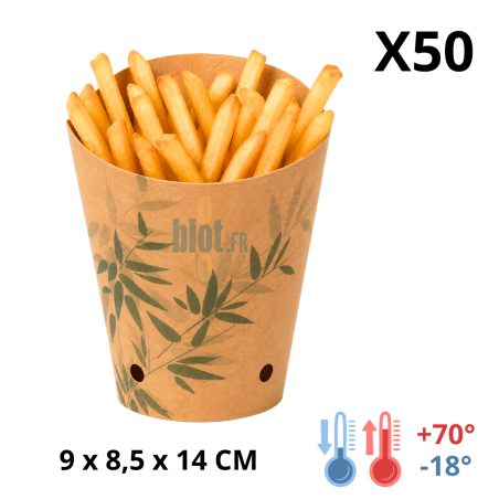 Gobelet à frites carton kraft Feel Green 480 ml avec frites