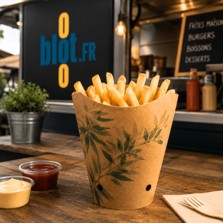 Gobelet à frites carton kraft - (14x9x8,5 CM) – FEEL GREEN - (Lot 50)