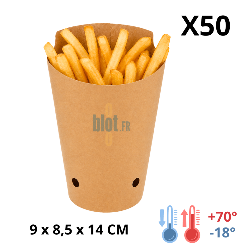 Gobelet à frites carton kraft - (14x9x8,5 CM) - (Lot 50)