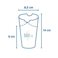 Schéma dimensions gobelet à frites avec fermeture 480 ml