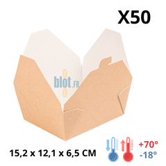 Boîte repas américaine kraft micro-ondable THEPACK 1350 ml x50