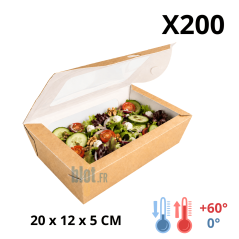 Boîte salade kraft avec fenêtre 900 ml x200