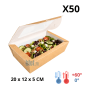 Boîte Salade Kraft avec Fenêtre - (20x12x5 CM) | 900 ML - (Lot 50)