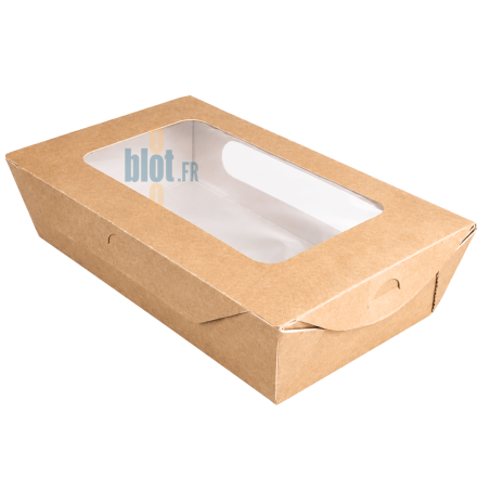Boîte Salade Kraft avec Fenêtre - (20x12x5 CM) | 900 ML - (Lot 50)