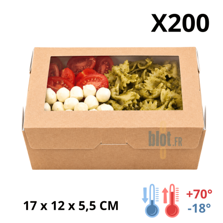 Boîte salade kraft avec fenêtre 1000 ml lot de 200