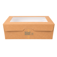Boîte salade carton avec fenêtre vue de face fermée