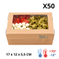 Boîte salade kraft avec fenêtre 1000 ml garnie vue de face